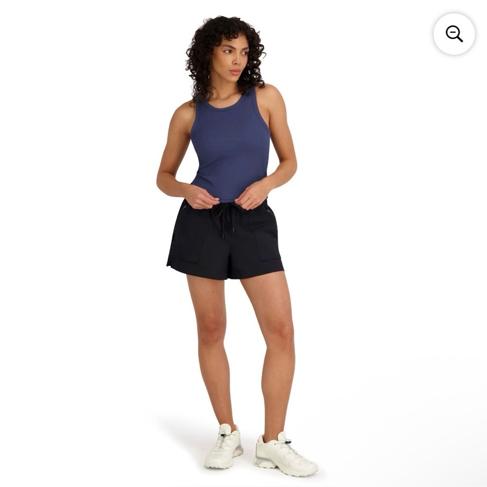 Outdoor Voices Side Ruched Ribbed Tank Top with Built-In Shelf Bra